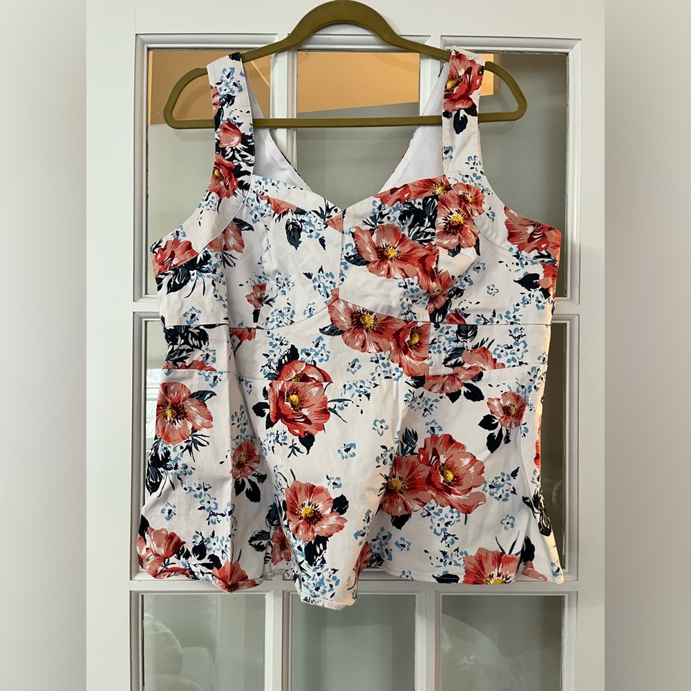 Torrid Peplum White Sleeveless Sweetheart Top 2